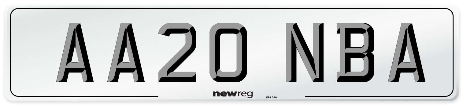 AA20 NBA Number Plate from New Reg